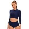 Zipper Swimsuit Women's Solid Color Long Sleeve Split Surfer Dress Sexy High Waist Swimsuit