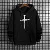 2025 Urban Streetwear Fashion Hip Hop Hooded Sweatshirt Male Trendy Street Style Hoody Cross Print Mens Casual Hoodies