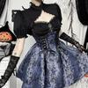 Gothic Dark Two-Color Jacquard Sling Dress & Lolita Cardigan Set
