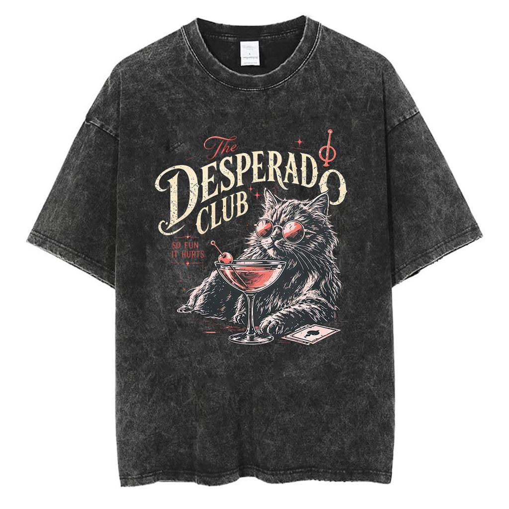 Vintage Washed Dungeon Crawler Carl Hi Zev Princess Donut Cat Meme T Shirts Men Women Clothing Fashion Oversized Cotton Tshirt
