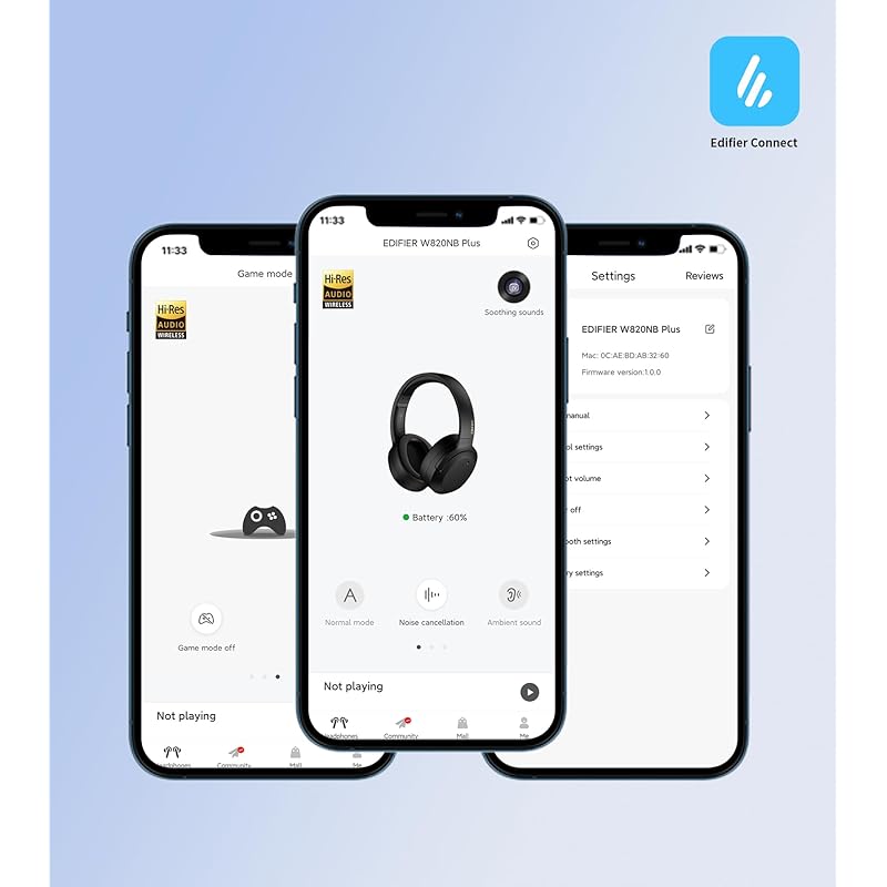 «Золотая награда VGP2023» Беспроводные шумоподавляющие наушники Edifier W820NB PLUS Высокое разрешение, беспроводные/совместимые с LDAC Bluetooth 5.2 Внешние