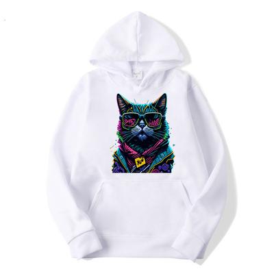 Мужская толстовка с капюшоном с большим модным принтом Cool Cat для отдыха на весну и осень, с длинными рукавами, толстовка с капюшоном