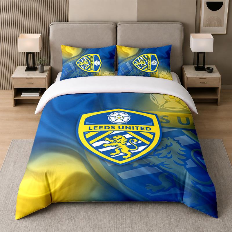3Pcs Bedding SetLeeds United Soft Bed Sheet and Two Pillowcases Home Bedroom Decor