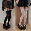 Y2K Suspender Thigh High Stockings Black and White Women Stockings Over-the-knee Socks  Women