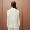 100% Mulberry Silk] 26 Spring Round Neck Heavy duty Embroidered Western Style Loose Perspective Long Sleeve Shirt for Women