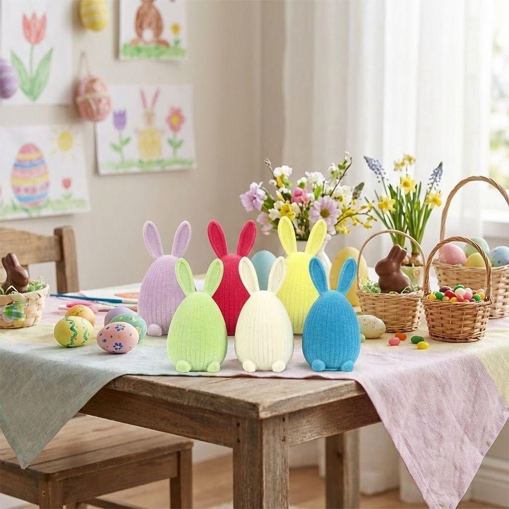 Resin Easter Rabbit Figurine Multicolor Cartoon Buuny Statue Creative Miniature Knickknacks  Gift
