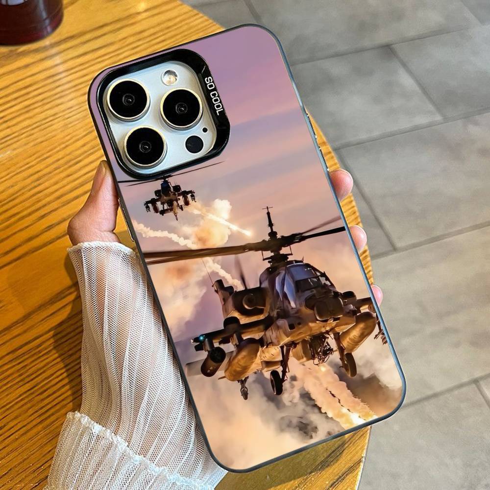 Чехол для телефона AH-64 A-Apache Longbow для iPhone 16 17 15 14 12 13 Pro Max Черный Конфетный Матовый Ударопрочный Чехол