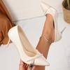 Temperament Satin Pearl Pumps for Women Summer 2025 Shallow Thin Heels Women'pumps Party Pointed Toe Female High Heels