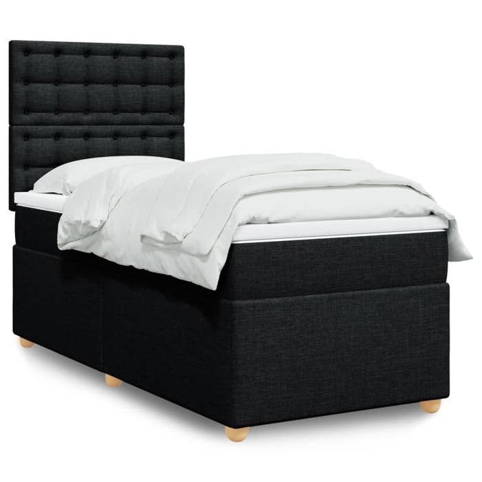 Maison Exclusive - Sommier à lattes de lit avec matelas Noir 90x190 cm Tissu