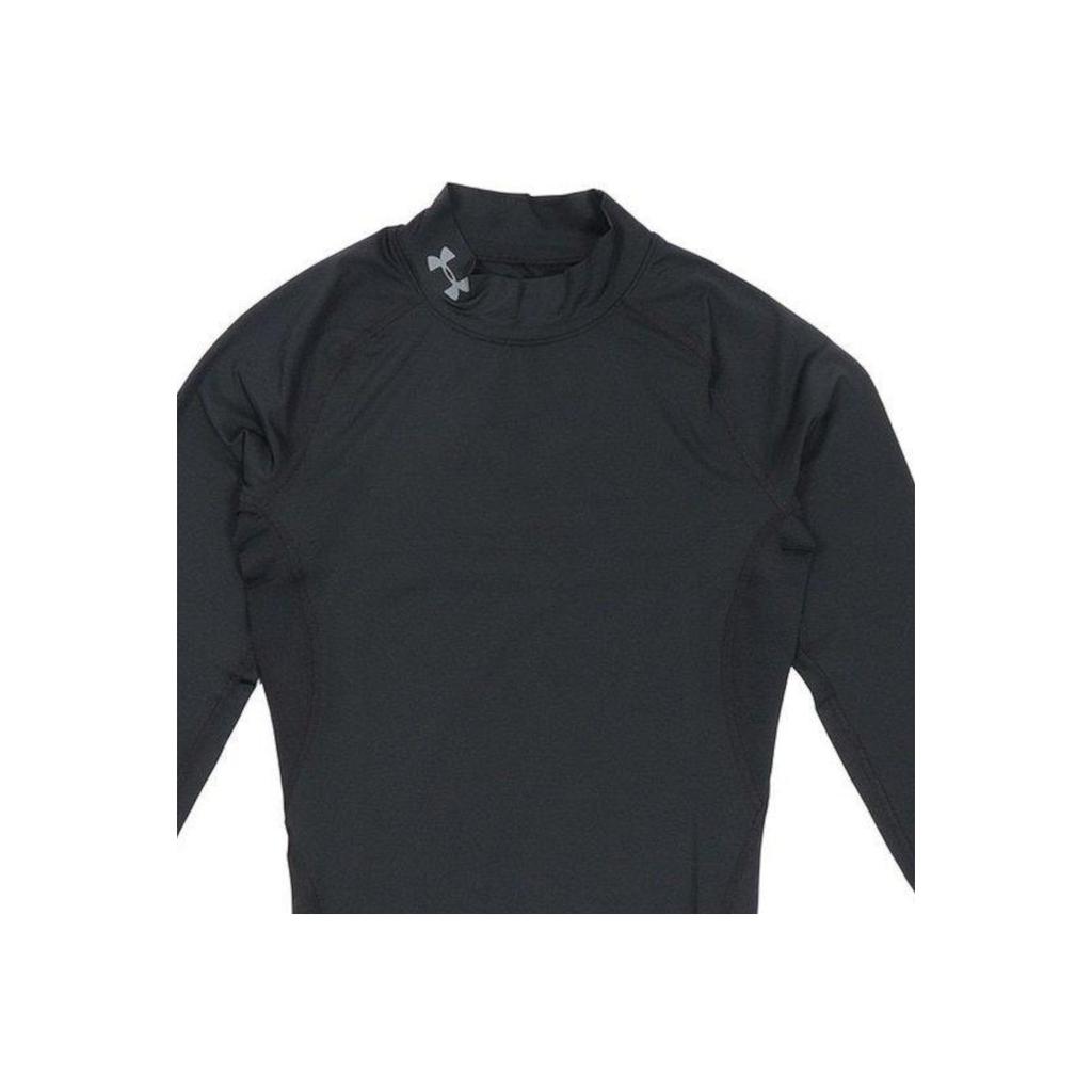 Under Armour Solid Color High Neck Quick Dry Long Sleeve Fitness Shirt Men Tops Black 1358577-001