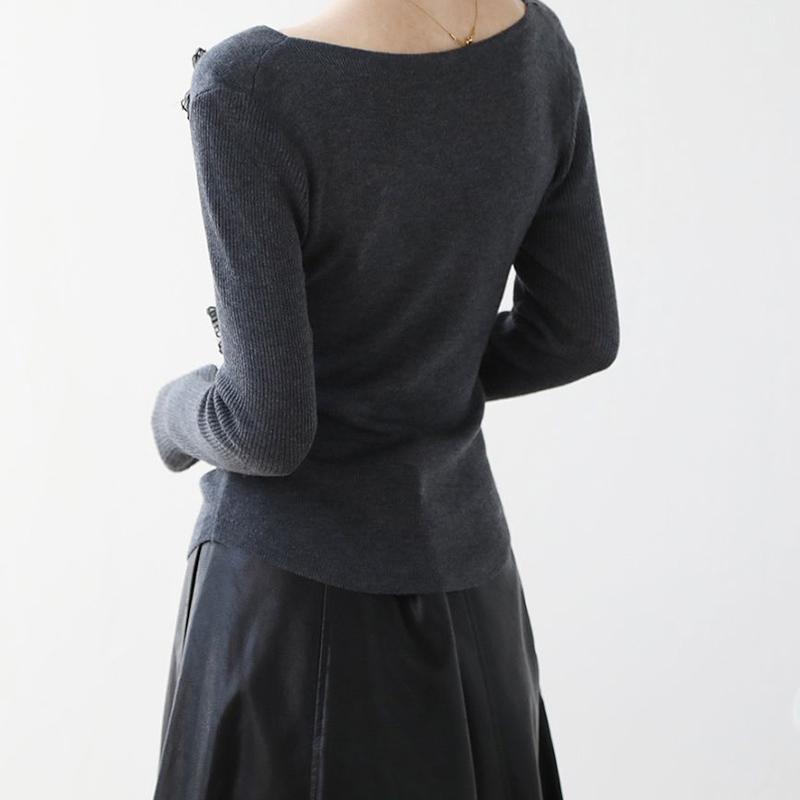 Топы для женщин Пуловер Длинный рукав V-образный вырез Осень Зима Теплый Приталенный Утолщенный Топ