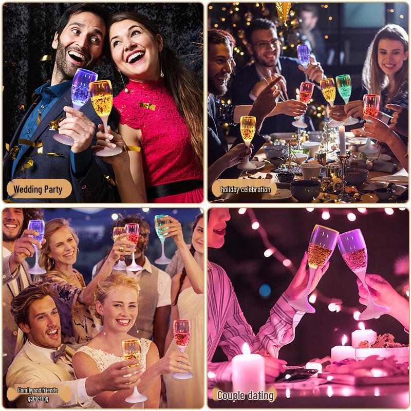 Светодиодный бокал для шампанского из пищевого пластика - Оригинальная атмосфера, свадебный банкет, винный бокал