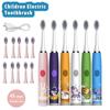 Children's Cartoon Colorful Electric Toothbrush Replacement Heads Ultrasonic Rechargeable Soft Hair Cleaning Brush For Kid Clean