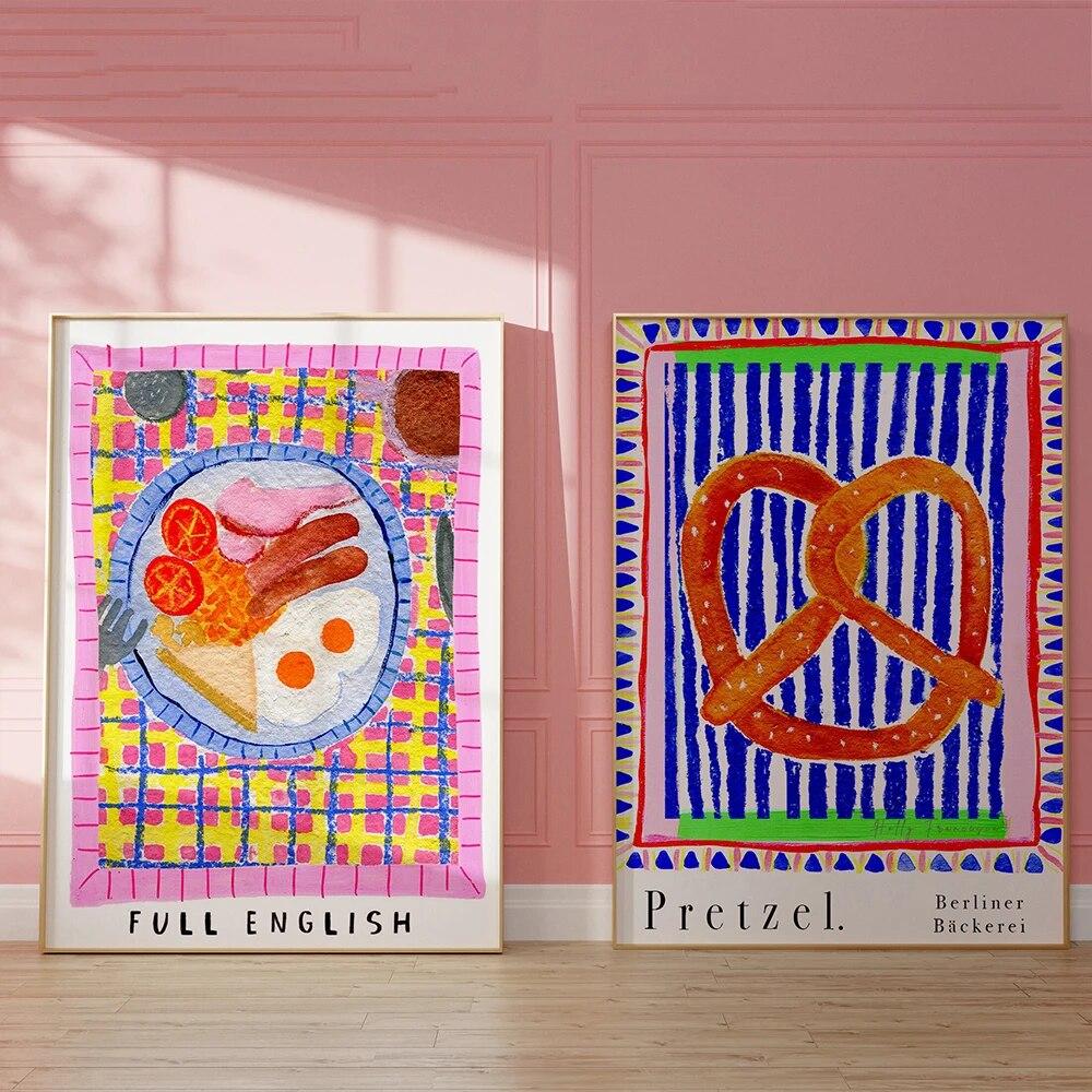 Ретро Еда Кухня Принты Завтрак Кофе Бариста Горшок Фрукты Персик Плакаты Настенная Картина на Холсте Декор Столовой Картина Без Рамки