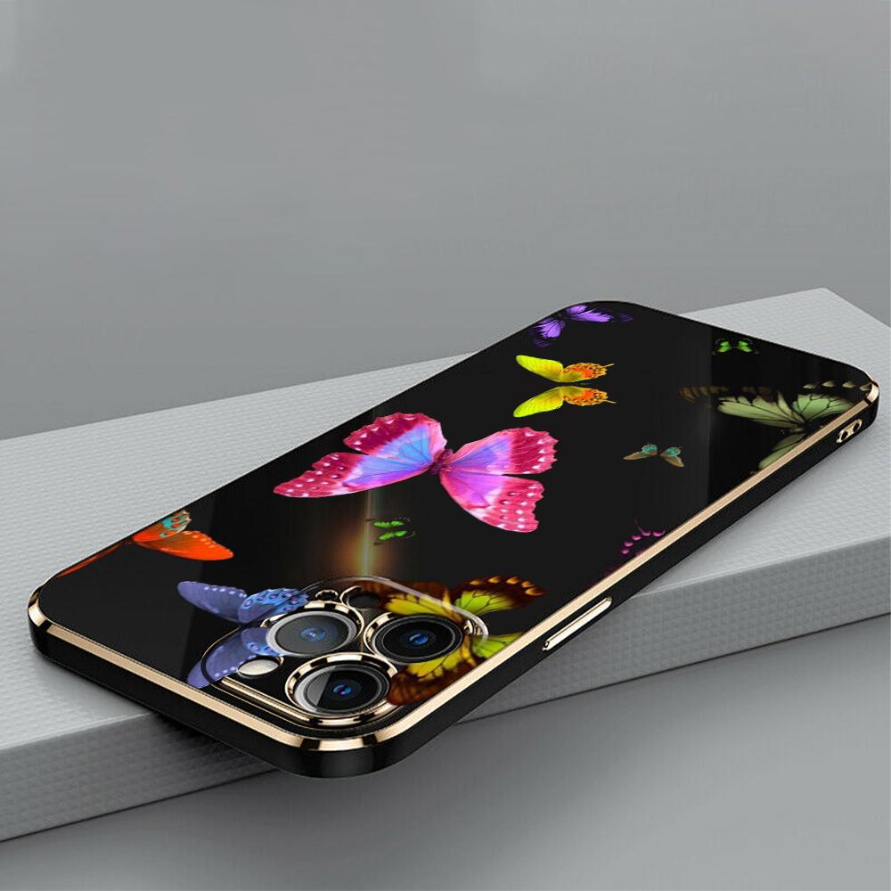 N76 Мягкие чехлы для телефонов из ТПУ с покрытием «бабочка» для Samsung A54 A13 A14 S24 Plus S23 Ultra S20 S21 FE A55 A05 A52s, противоударный чехол