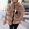 (SU)Women Plus Size Short Faux Coat Warm Furry FauxLong Jacket Sleeve Outerwear
