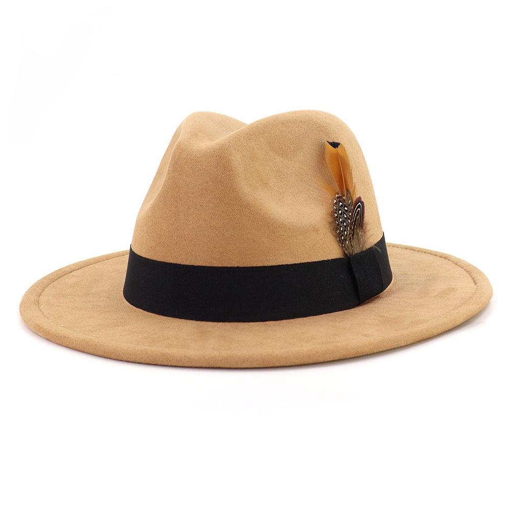 Ribbon Detail Top Hat Faux Suede Felt Cap New Panama Style Hat Church Party