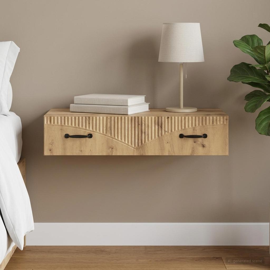 Wall Mounted Side Table Artisan Oak 87.5 x 34.5 x 17 cm