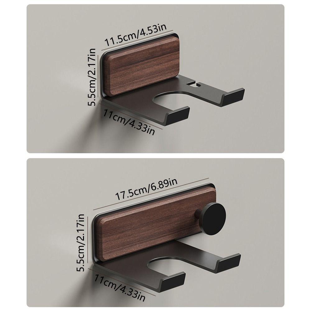 Деревянный держатель для фена без сверления, самоклеящийся настенный, полка для ванной комнаты, нержавеющий круглый крючок, подставка для фена