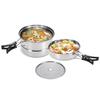 New 3Pcs Camping Cookware Set Stainless Steel Pot Frying Pan Steaming Rack Outdoor Home Kitchen Cooking