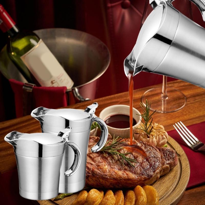 Эффективные термоизолированные соусники с крышкой из нержавеющей стали для подачи подливы и соуса. Незаменимы на кухне.