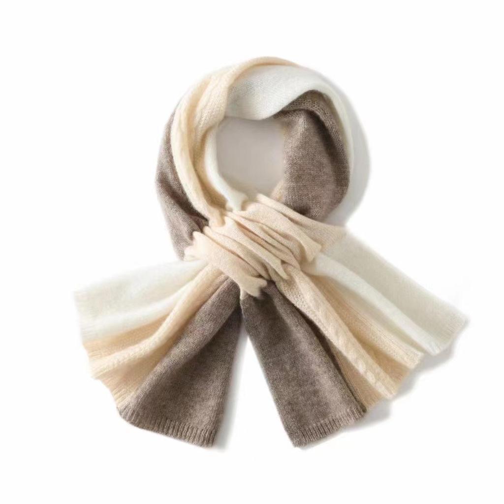 Autumn and Winter New Cashmere Scarf Women's Short Style Warm Neck Protection Color Blocked Knitted Fashion Perforated Multi Color Small Neck