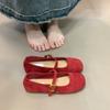 Cute Ballet Fairy Suede Round Head Light Mouth Single Shoes Spring and Autumn Retro Flat Mary Jane Women's Shoes