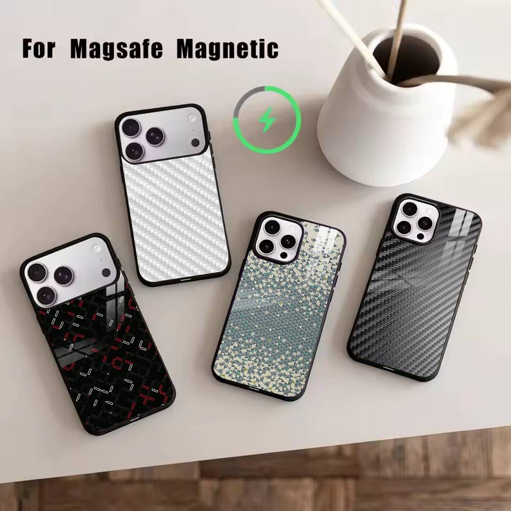 Чехол из углеродного волокна для iPhone 17, 16, 15, 14, 13, 12, 11 Plus, Pro, с магнитами для Magsafe, беспроводной зарядки