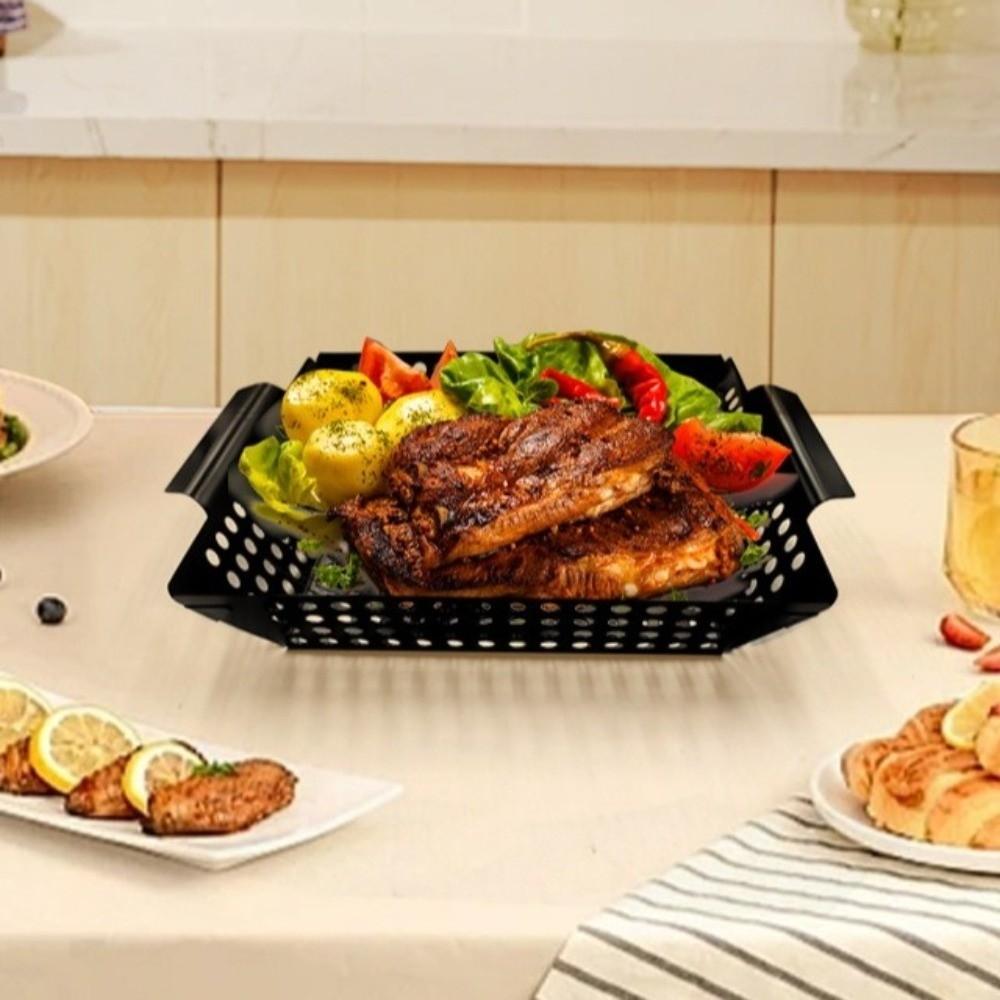 Large Capacity Barbecue Grill Pan Non-Stick Coated Roasting Fish Plate Grill Basket  Picnic