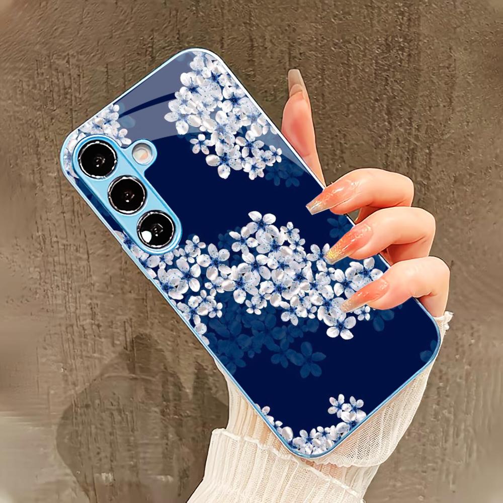 Чехол для телефона 'Цветы белой сливы' для Samsung Galaxy S26 S25 S24 S23 S22 FE Ultra Plus Встроенное стекло ощущение голого корпуса Мужчины женщины