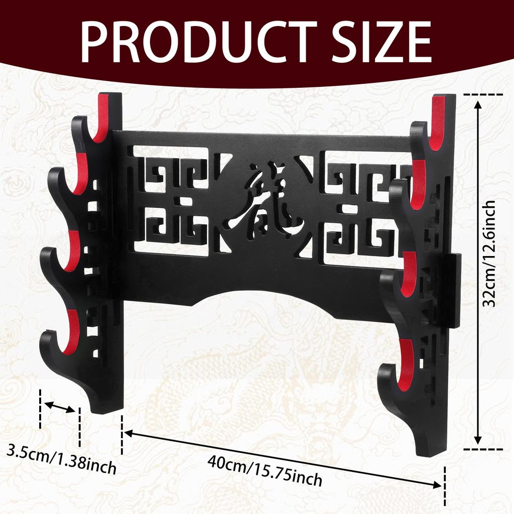 2/4-ярусная деревянная подставка для мечей, настенная, подставка для самурайских мечей, изящная черная стойка для катаны для украшения дома и офиса