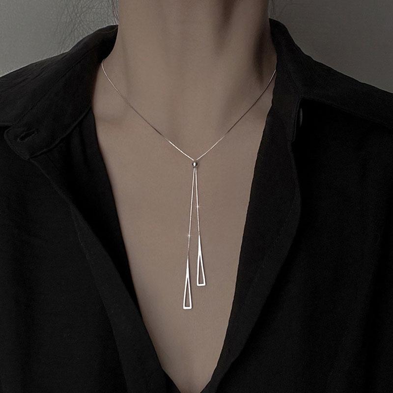 Ожерелье с кисточками для женщин, треугольный кулон, свитер, длинное ожерелье, подарок для друга, модные украшения на шею