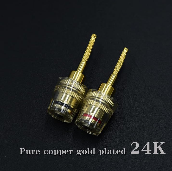 YIK TUNG Переходник для банановых разъемов 4 мм Банановые разъемы Позолоченные 24K Кабельный разъем-банан Игольчатый штекер Набор из 4 штук (красный и черный)