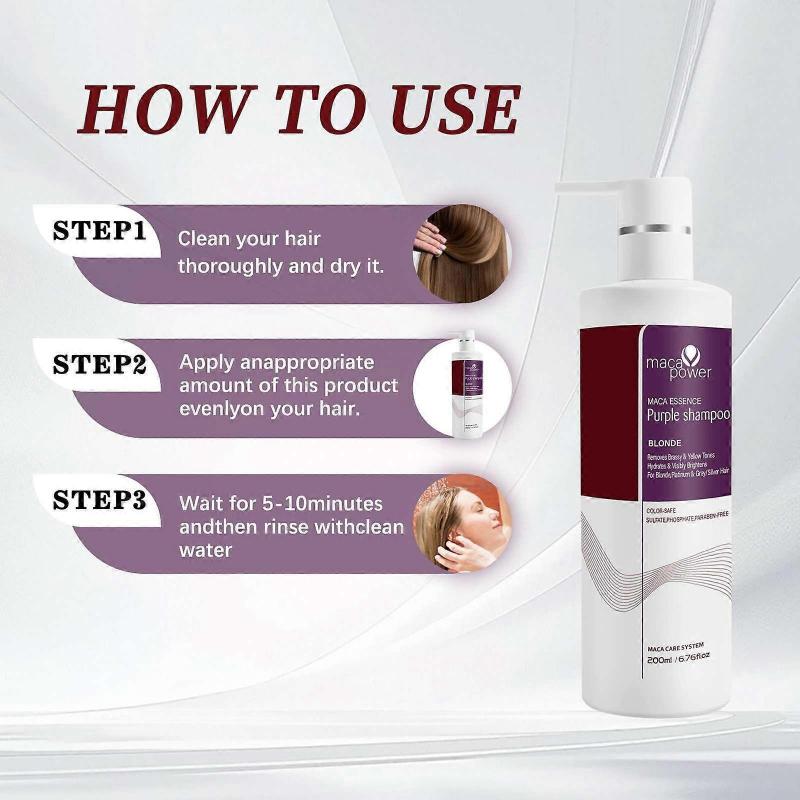 Набор: Натуральный фиолетовый шампунь и фиолетовая маска для волос с макой. Профессиональный. Нейтрализует медь и желтые оттенки. Для осветленных, серебристых, седых, мелированных волос. Уход