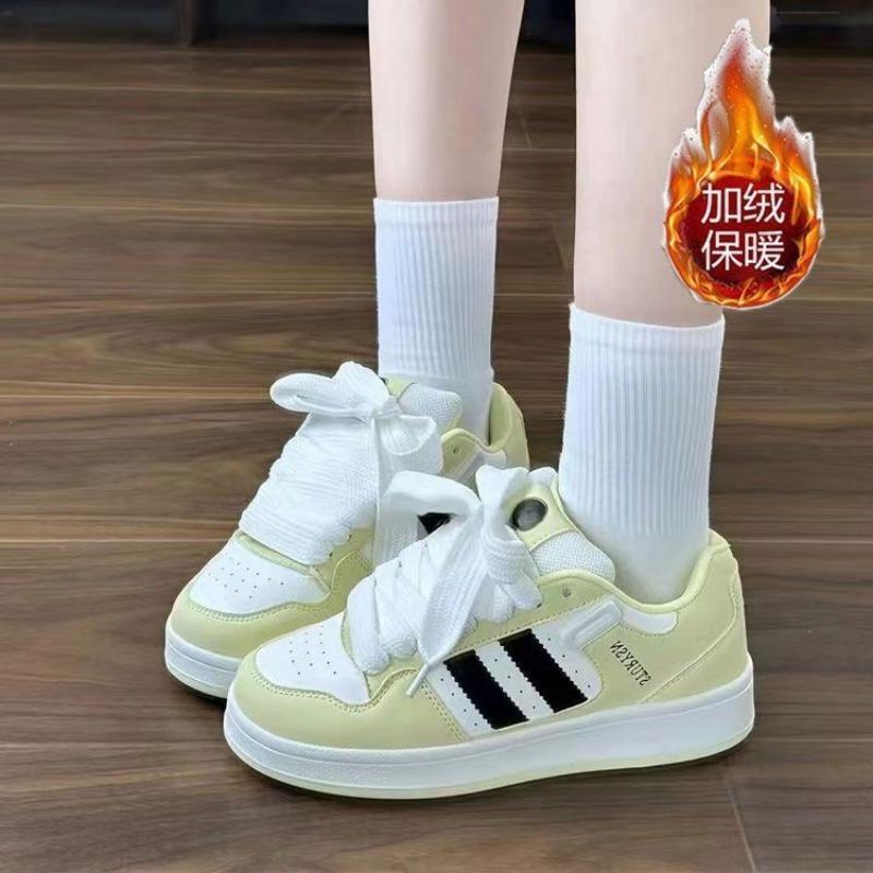 Чжао Рут светло-желтая цветовая гамма бархатные теплые туфли-хлеб женские новые универсальные студенческие кеды