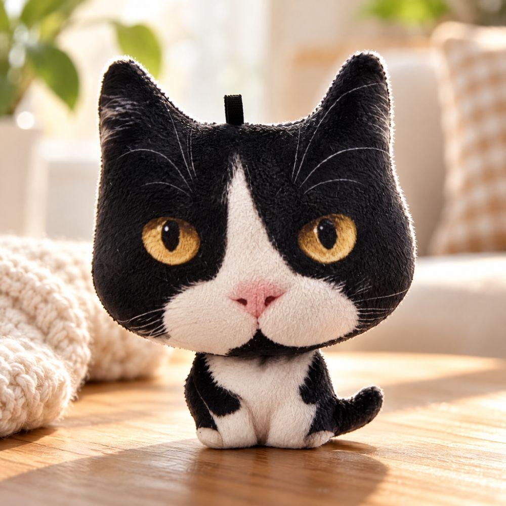 Realistic Big Face Cat Keychain Fluffy Fluffy Kitty Pendant Backpack Ornament Backpack Decoration