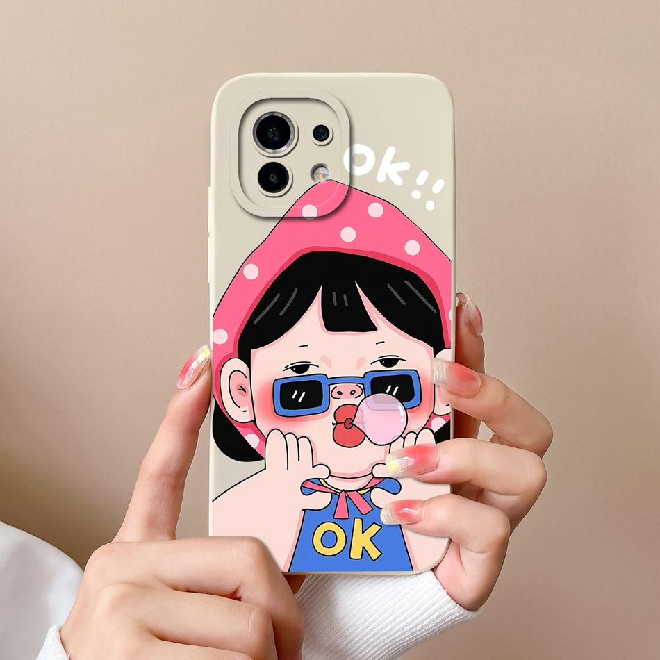 For Xiaomi Mi 11 Lite/Mi 11 Pro Phone Case Full Protection Cute Back Cover For Mi11 Lite Mi 11Pro Soft Liquid Silicone Bumpers