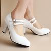 Elegant Women's White High Heels Mary Janes Shoes Fashion Black Heeled Party Wedding Office Shoes Female Dress Pumps Big Size 45