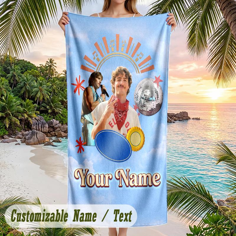 Benson Boone Beach Towel, Personalized Custom Name Text, Quick Dry Large Absorbent Towel For Beach Pool