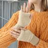 1 пара женских зимних однотонных плюшевых теплых перчаток без пальцев для улицы, теплые эластичные меховые варежки с имитацией норки, утолщенные G