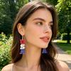 USA Flag Earrings for Women, Patriotic Red White Blue Earrings, American Flag Dangle Drop Earrings, 4th of July Independence Day