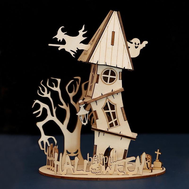 Halloween DIY Ghost Festival Wooden Puzzle - Children's Handmade Educational Toy