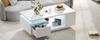 100*50*36cm Coffee Table with Drawer, LED Side Table, Living Room Table with Four Side Storage Compartments and a Cut-Out Design in the Middle. White