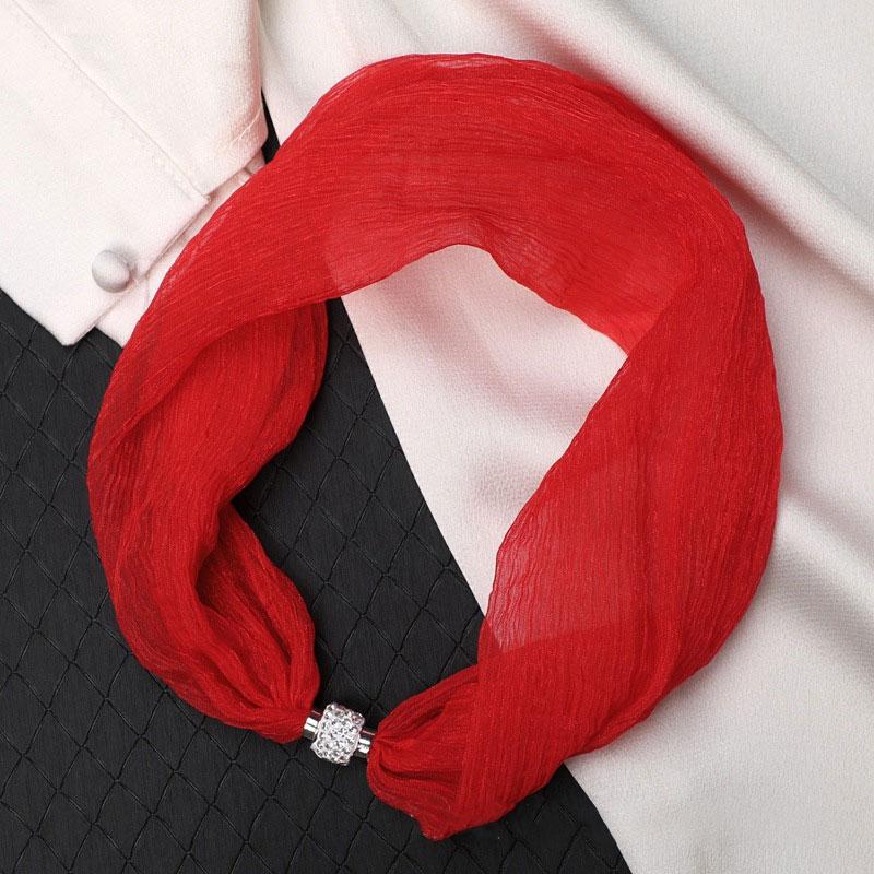 1 шт. Магнитная застежка Текстура Однотонный Универсальный шарф Модные тканевые аксессуары Тонкая версия Шифоновая пряжа