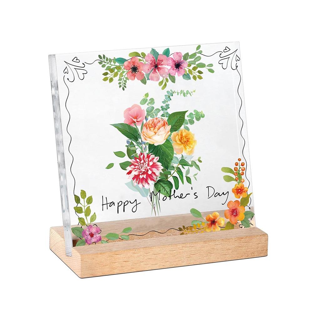 Waterproof Mother's Day Desktop Sign Romantic Love Flowers Ornament Mom Tabletop Sign  Studio Desk