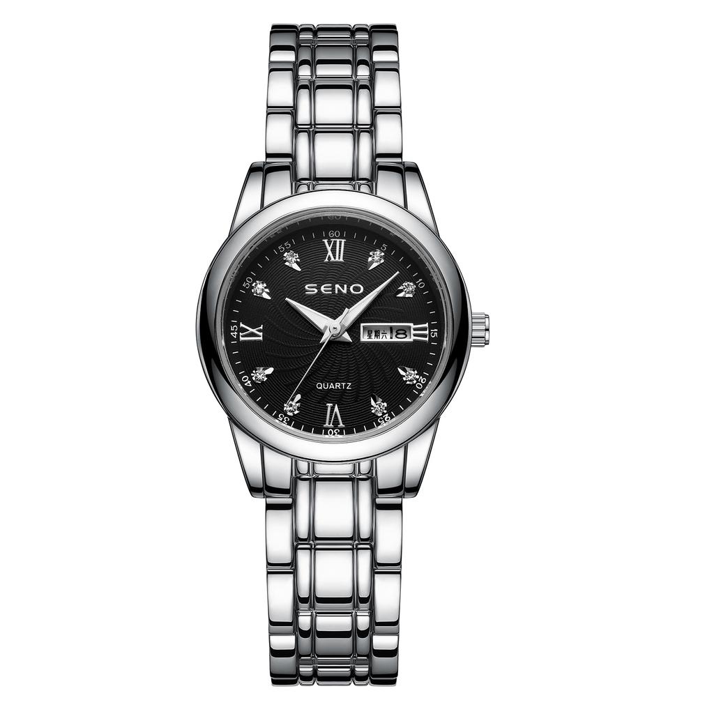 Женские кварцевые часы Простые повседневные светящиеся водонепроницаемые кварцевые часы с двойным календарем