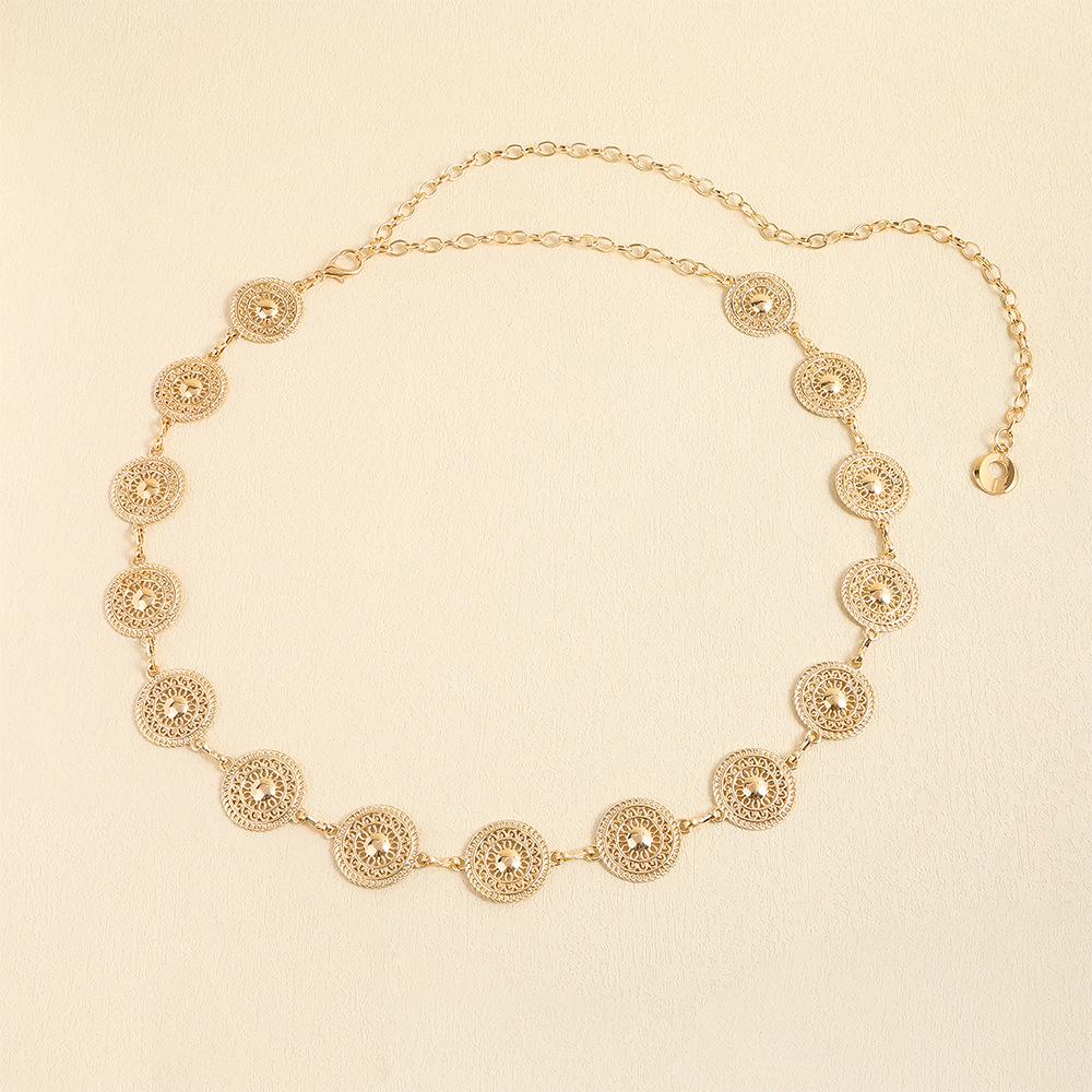Trendy Y2K Metal Waist Chain: European & American Niche Bohemian Round Plate Jewelry Belt for Women