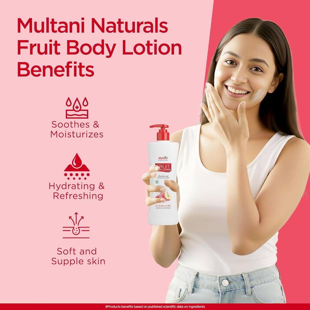 Multani Naturals Фруктовый лосьон для тела 400 мл Упаковка 1 Увлажняющий лосьон Для сухой кожи Папайя Алоэ Вера Увлажняющий Мужчины Женщины