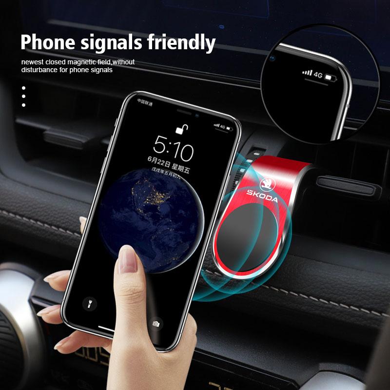 Magnet Phone Holder GPS Stand Air Vent Clip Accessories Headrest For Skoda Octavia Kylaq Superb Yeti Elroq Scala Rapid Vision RS YI2