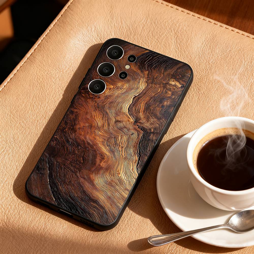 N-Натуральный W-Древесная текстура Арт Чехол для телефона Для Samsung S26,S25,S24,S21,S22,S23,S30,Ultra,S20,FE,Lite,10,9,Черный Чехол